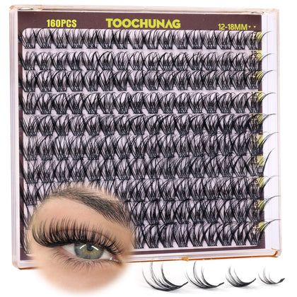 TOOCHUNAG Eyelash Clusters 160pcs front view with packaging