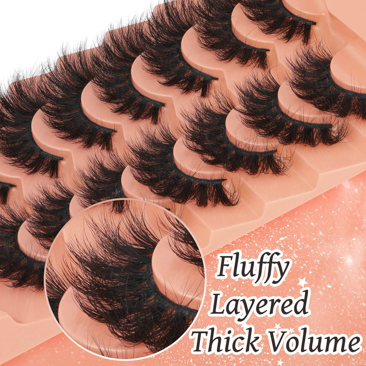 TOOCHUNAG Fluff Eyelashes 8D Faux Mink close-up