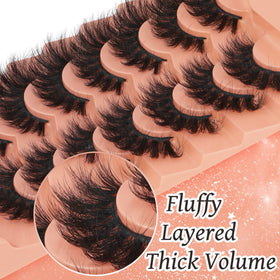 TOOCHUNAG Fluff Eyelashes 8D Faux Mink close-up