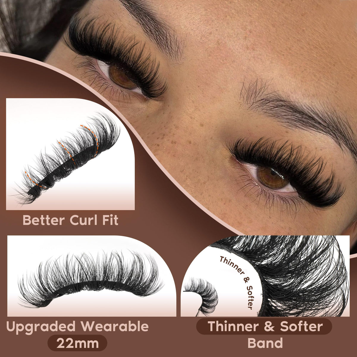 TOOCHUNAG Fluffy False Eyelashes close-up of D-Curl design