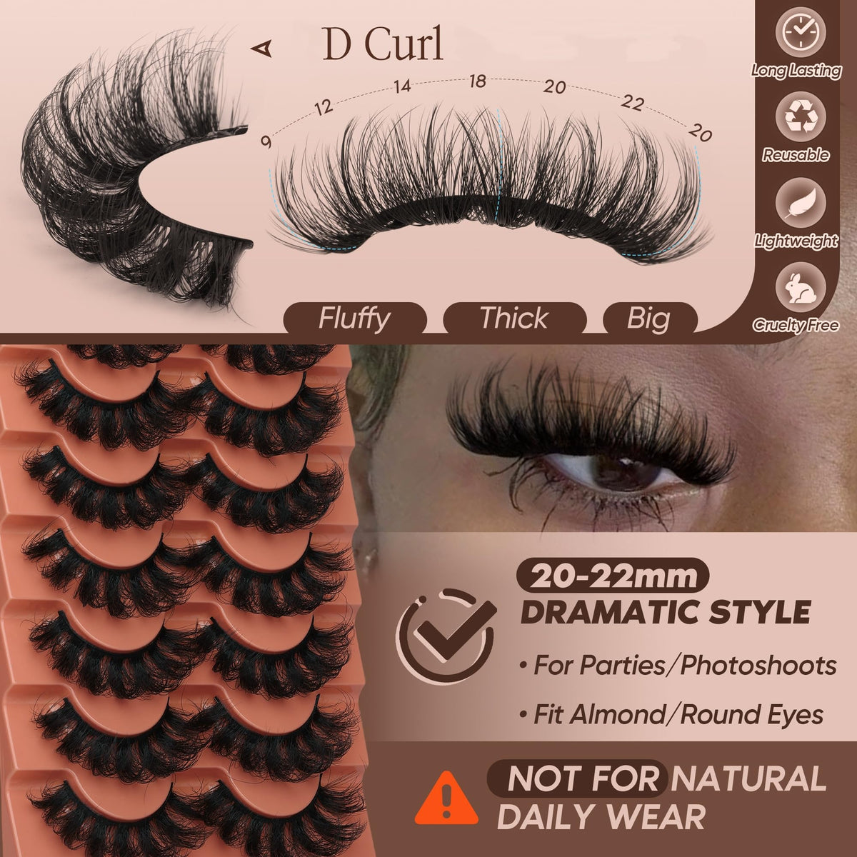 TOOCHUNAG Fluffy False Eyelashes side view showing lash details