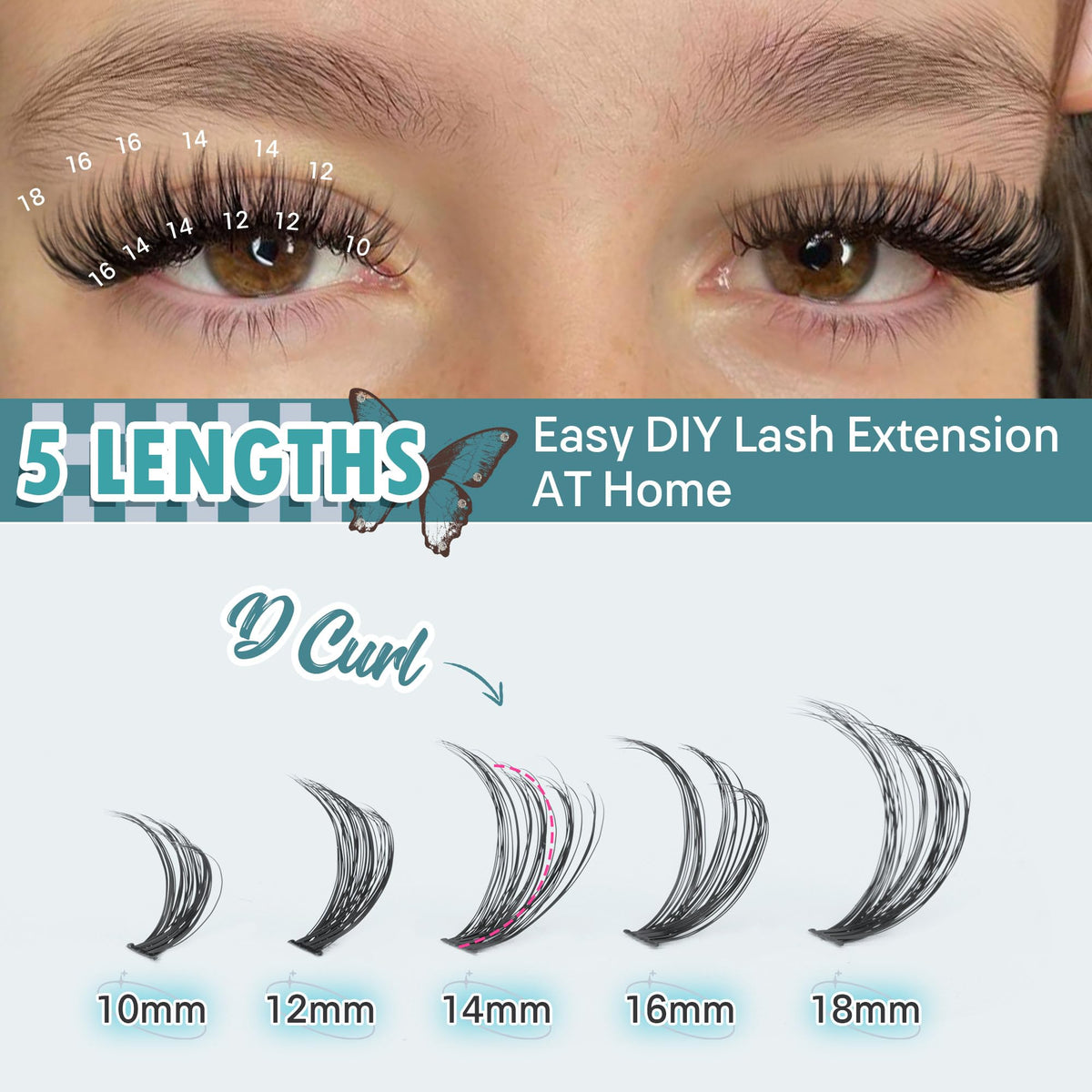 TOOCHUNAG Individual Lashes showing different lengths 10-18MM