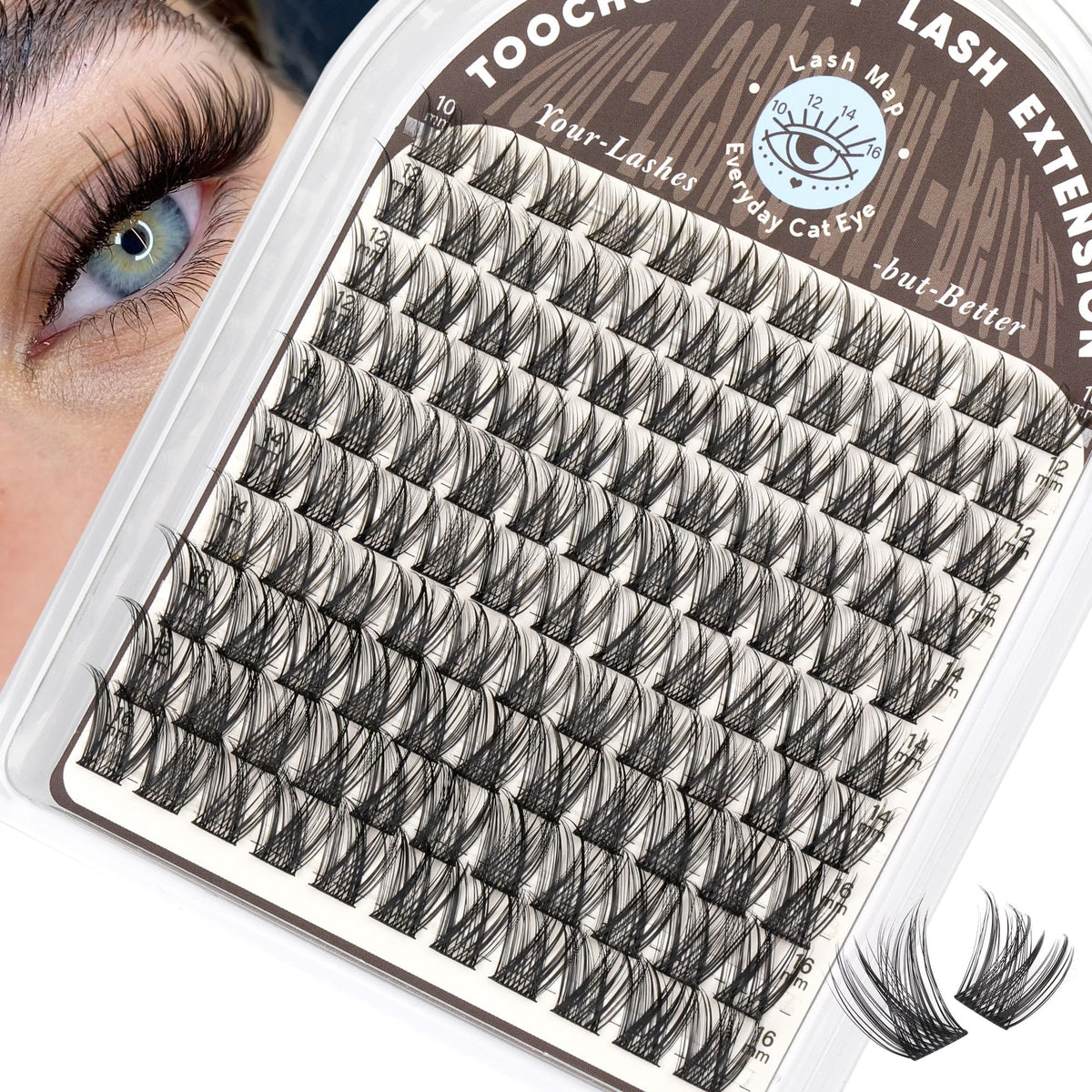 TOOCHUNAG Lash Clusters front view showcasing natural wispy design