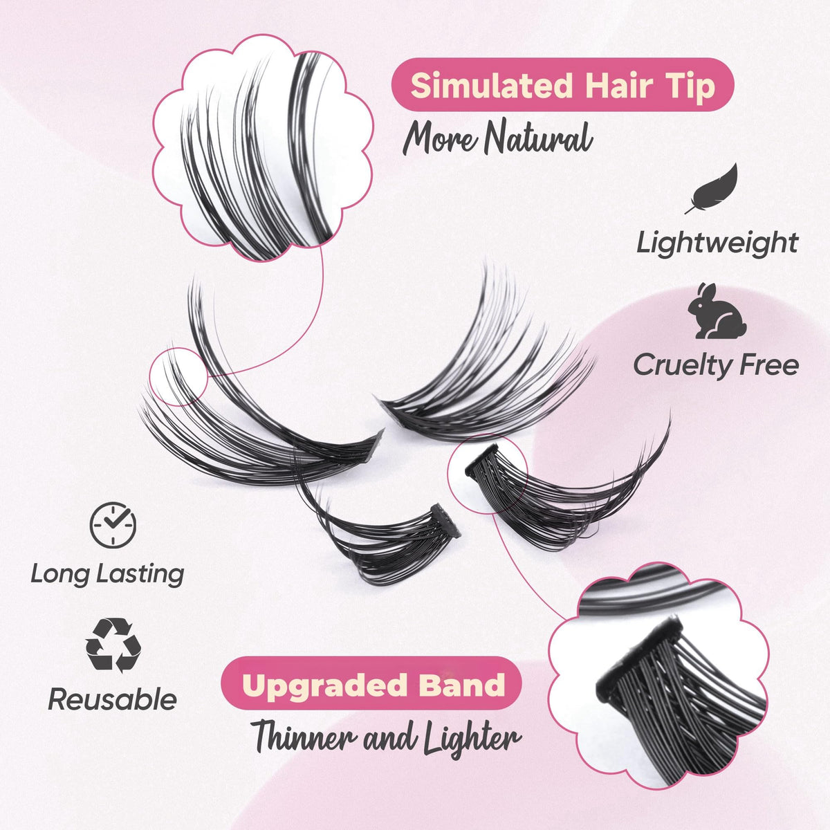 TOOCHUNAG Lash Clusters in use on model's eyes