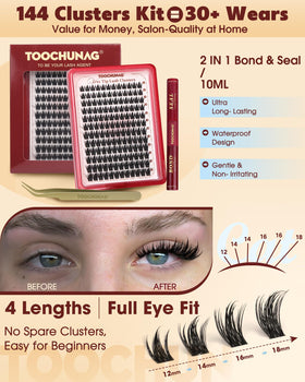 TOOCHUNAG Lash Clusters Kit showing different lash styles