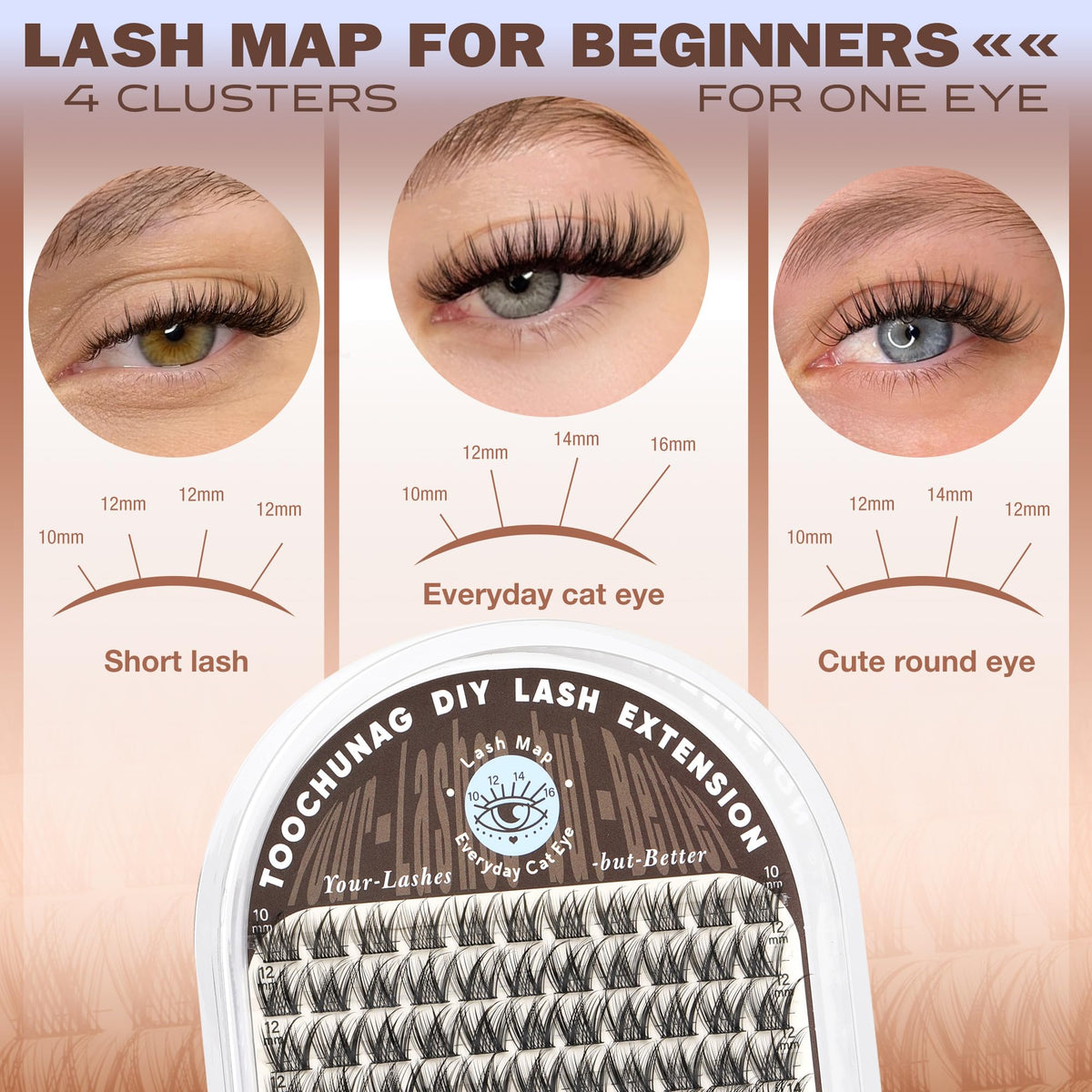 TOOCHUNAG Lash Clusters with lash bond and tweezers for application