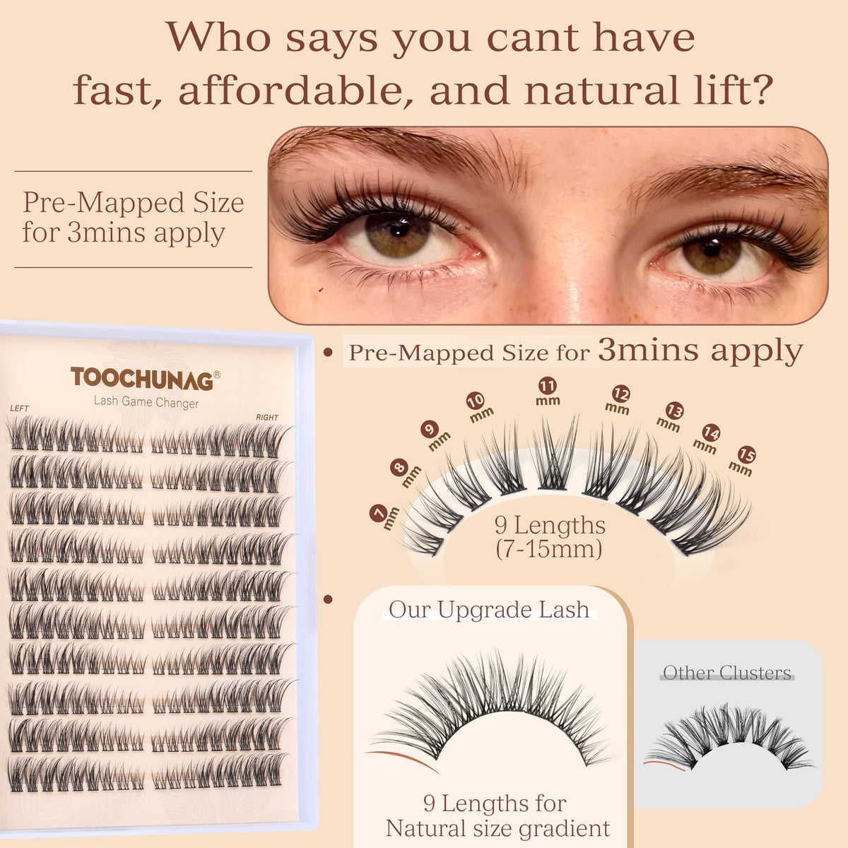 TOOCHUNAG lash clusters with tweezers