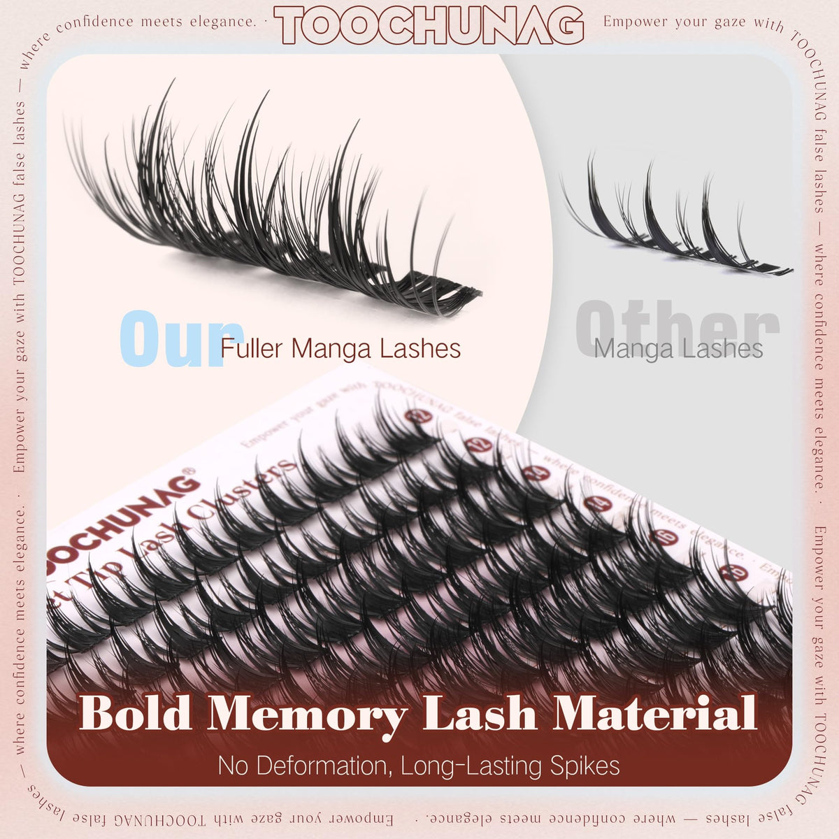 TOOCHUNAG Manga Lash Clusters compact case open with lashes inside