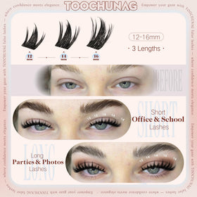 TOOCHUNAG Manga Lash Clusters displayed with application tools