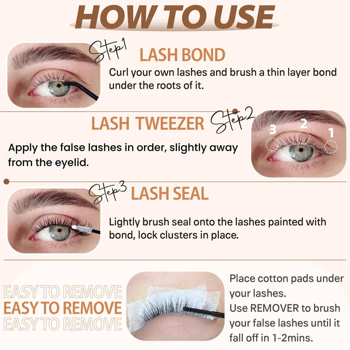 TOOCHUNAG Natural Lash Clusters showing different lengths