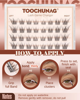 TOOCHUNAG Natural Lash Clusters with beauty tools