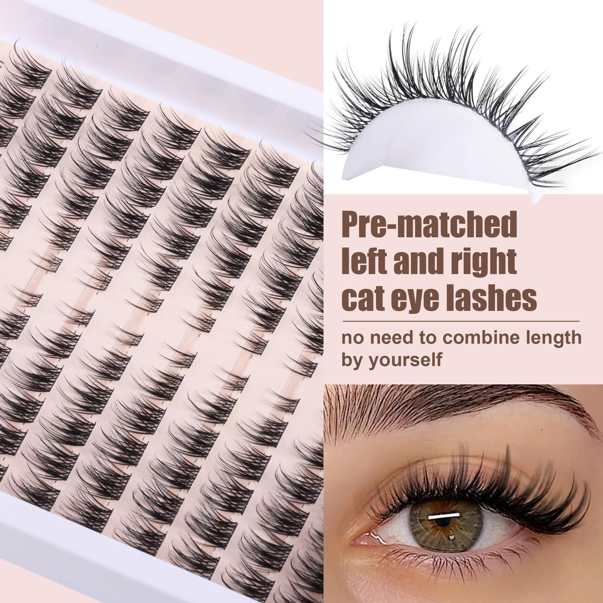 TOOCHUNAG Wispy Lash Clusters application process with tweezers