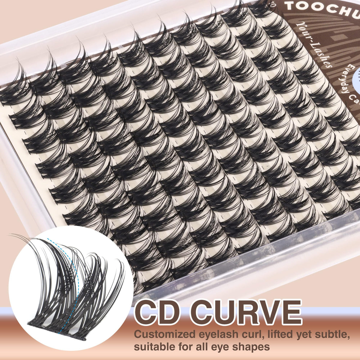 TOOCHUNAG Wispy Lash Clusters D Curl with application tools