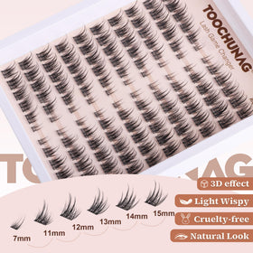 TOOCHUNAG Wispy Lash Clusters showing cat eye effect on model