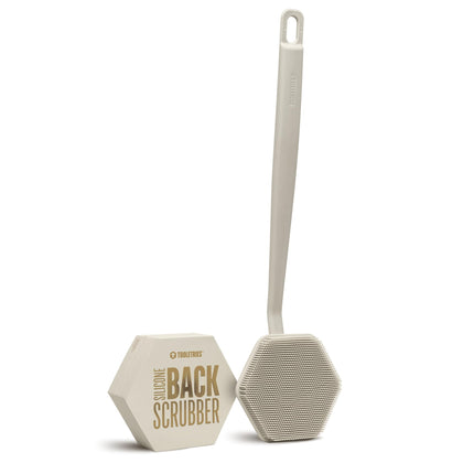TOOLETRIES Silicone Back Scrubber front view in sand colour