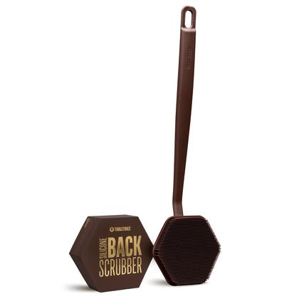 TOOLETRIES Silicone Back Scrubber in Chocolate front view
