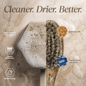 TOOLETRIES Silicone Back Scrubber in use during a shower