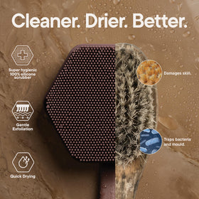 TOOLETRIES Silicone Back Scrubber in use during shower