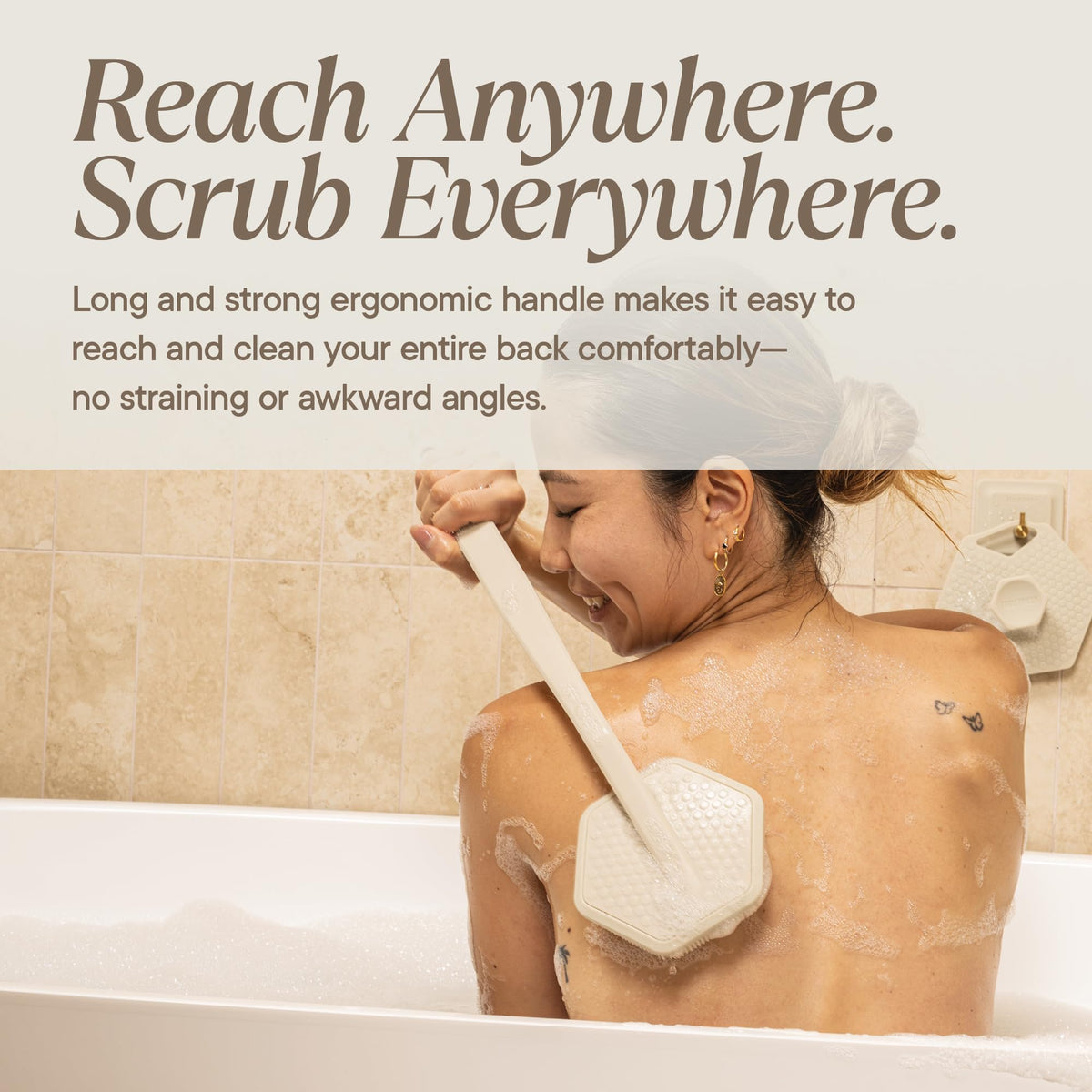 TOOLETRIES Silicone Back Scrubber with Arnold shower hook
