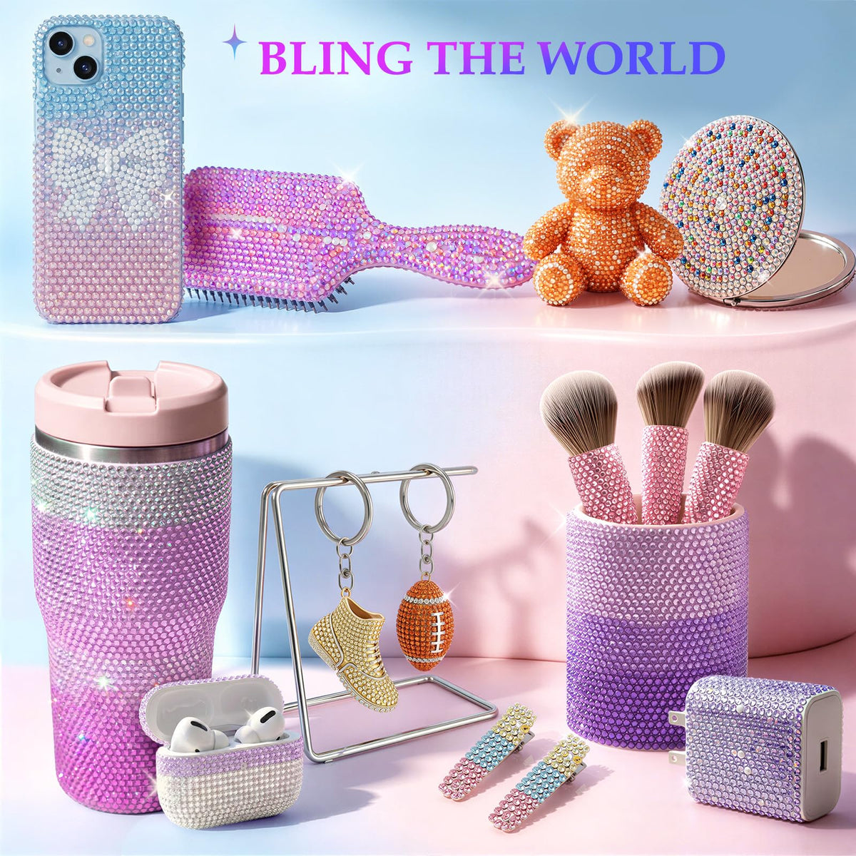 Tools included in JGLXF Bedazzling Kit: glue, tweezers, and pickup pen
