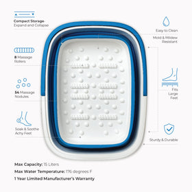 Top view of Mantello Collapsible Foot Bath filled with water