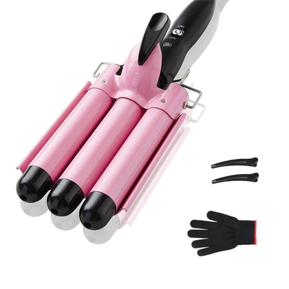 TOP4EVER 3 Barrel Curling Iron front view with ceramic barrels