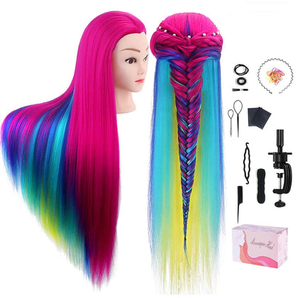 TopDirect 29-inch hair mannequin head front view with synthetic fibre hair