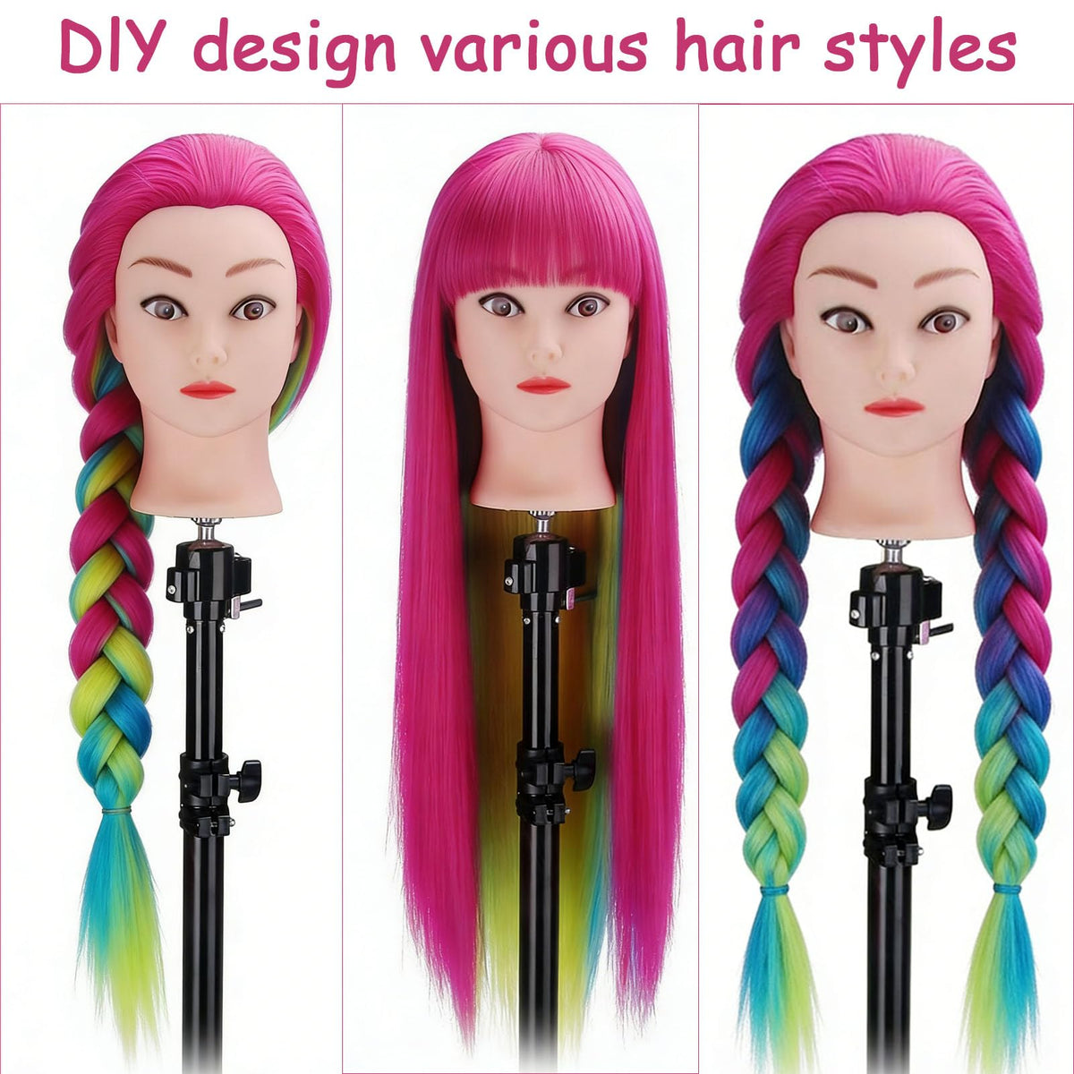 TopDirect hair mannequin head side view showing hair length
