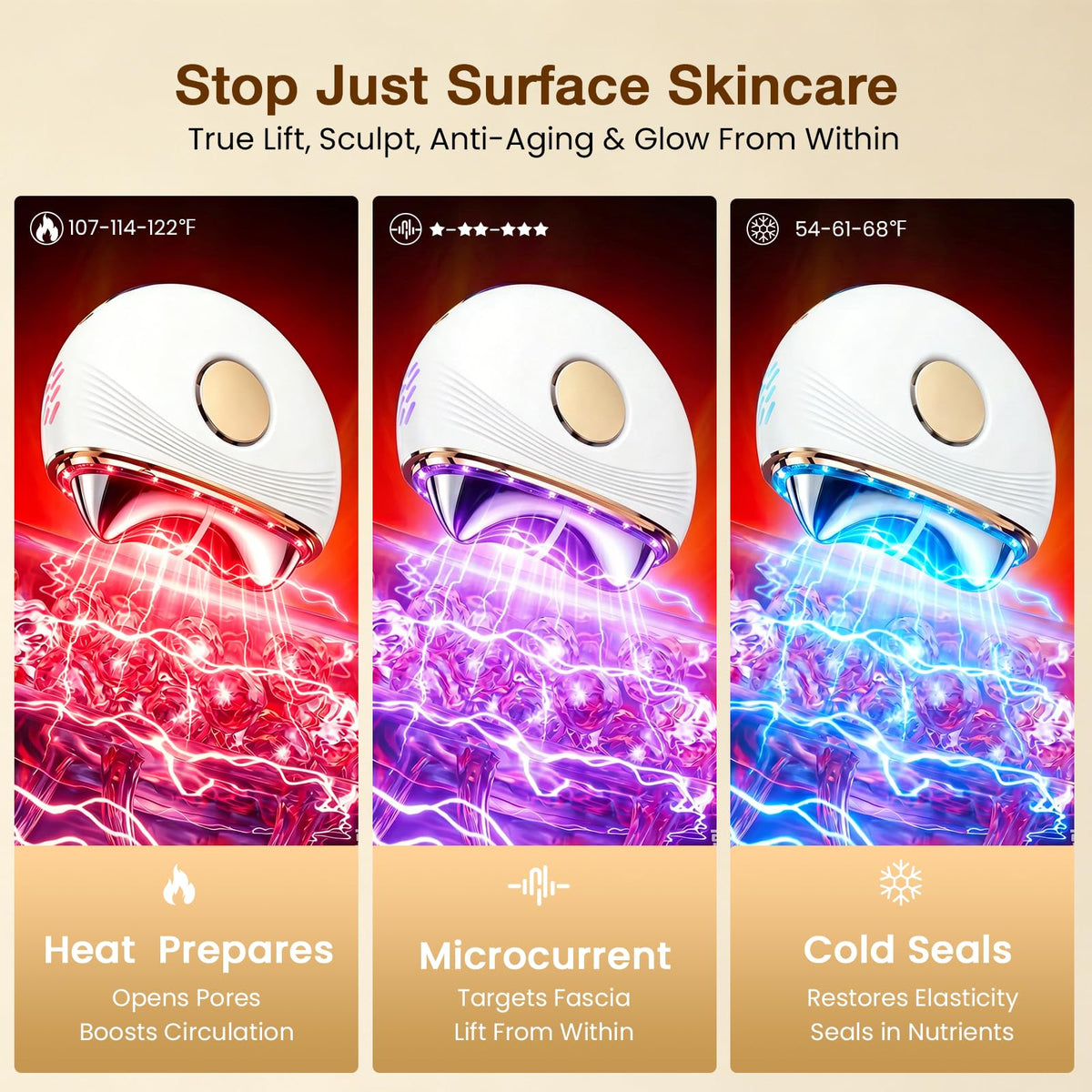 Topealk Gua Sha Tool with heat and cold settings displayed