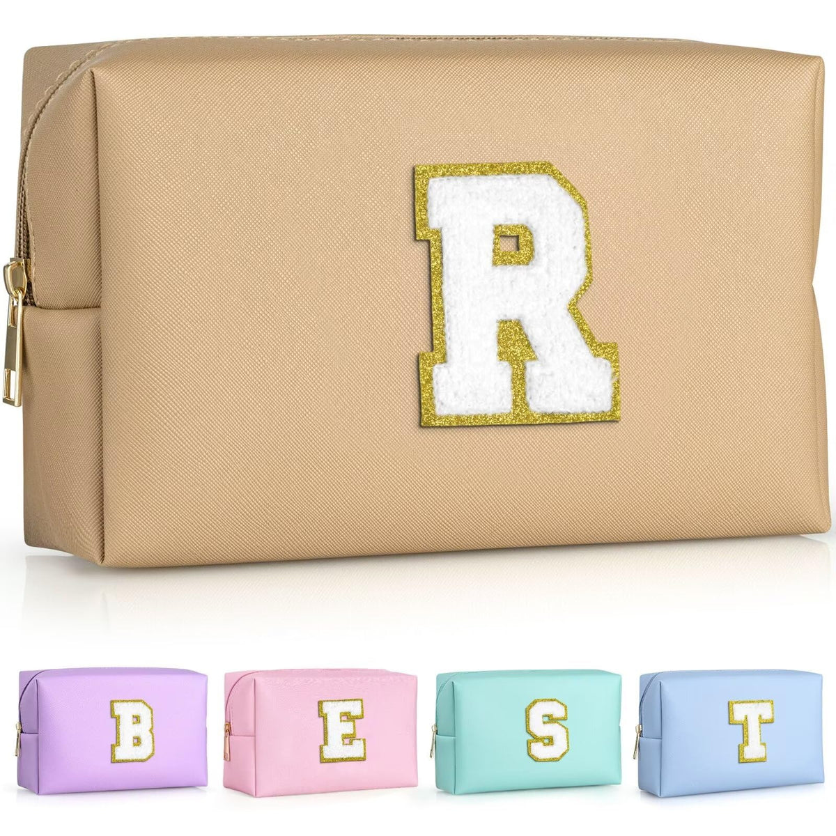 TOPEAST Cosmetic Travel Bag front view with personalised patch