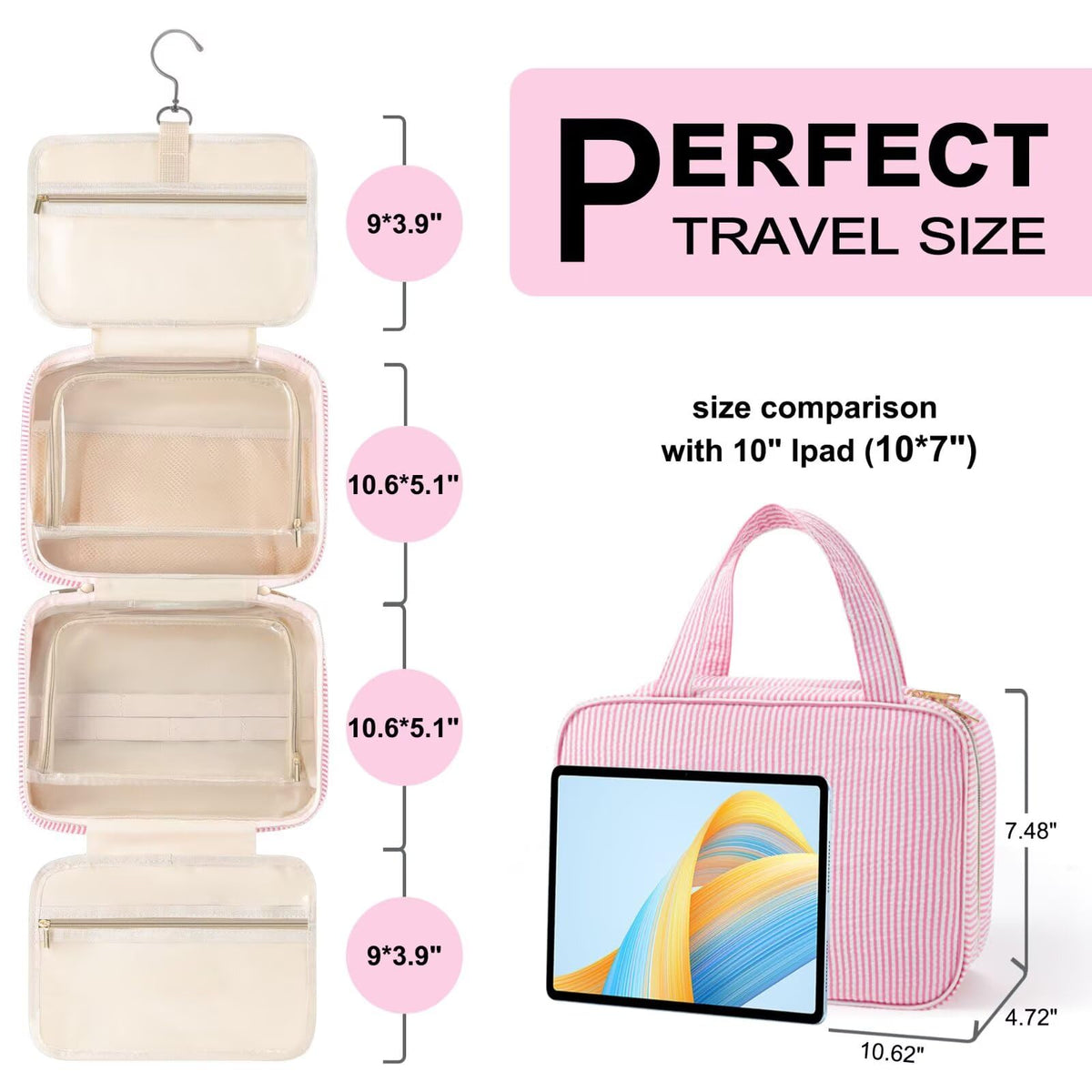 TOPEAST Hanging Toiletry Bag opened with toiletries inside