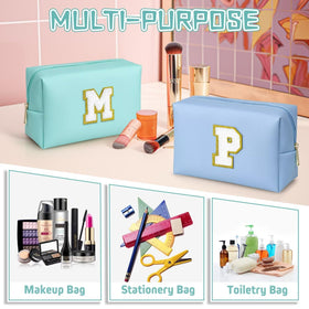 TOPEAST Initial Makeup Bag lifestyle scene on a dressing table