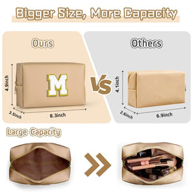 TOPEAST khaki makeup bag open showing storage compartments