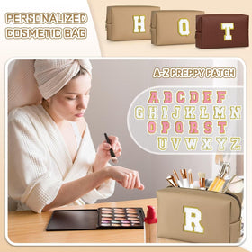 TOPEAST Personalized Makeup Bag side view with gold zipper