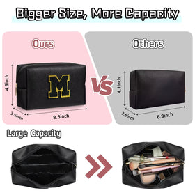 TOPEAST Preppy Makeup Bag side view showing zipper and patch