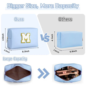 TOPEAST Sky Blue Makeup Bag side view showing zipper
