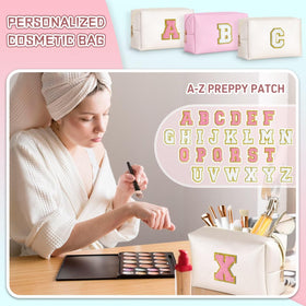 TOPEAST Small Makeup Bag Pearly White with cosmetics inside