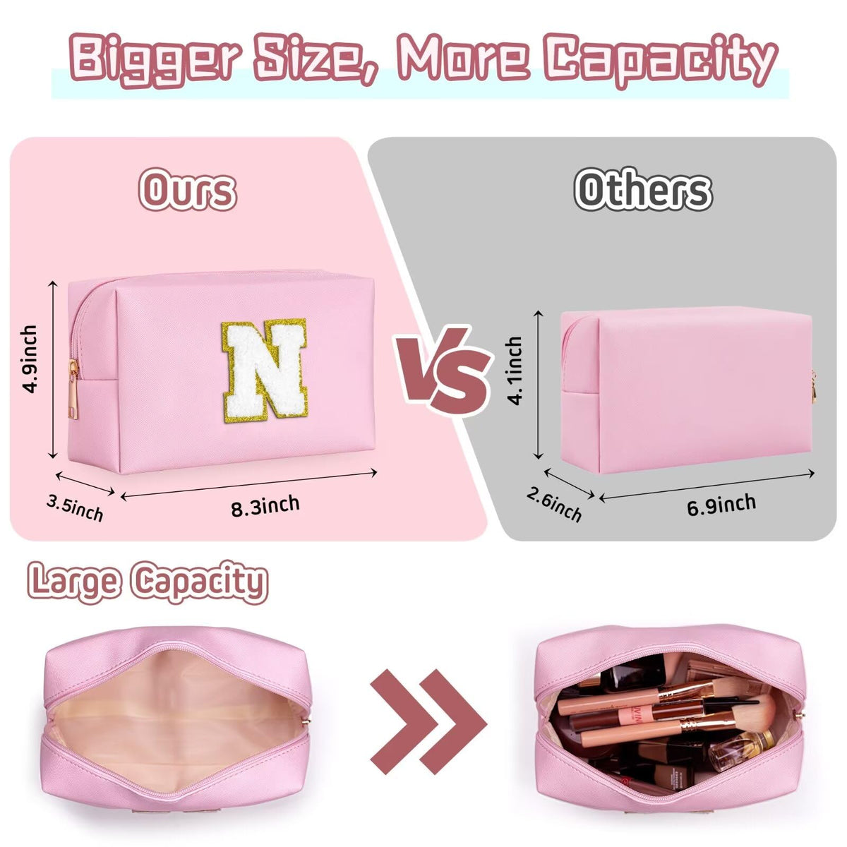TOPEAST Travel Makeup Bag open view displaying compartments