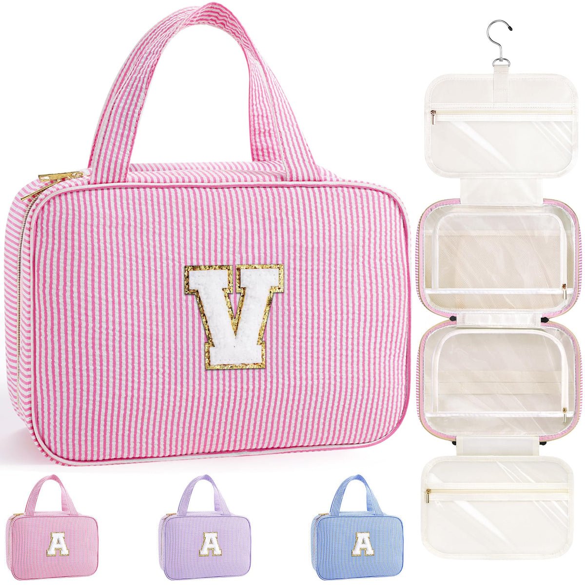 TOPEAST Travel Toiletry Bag front view in pink