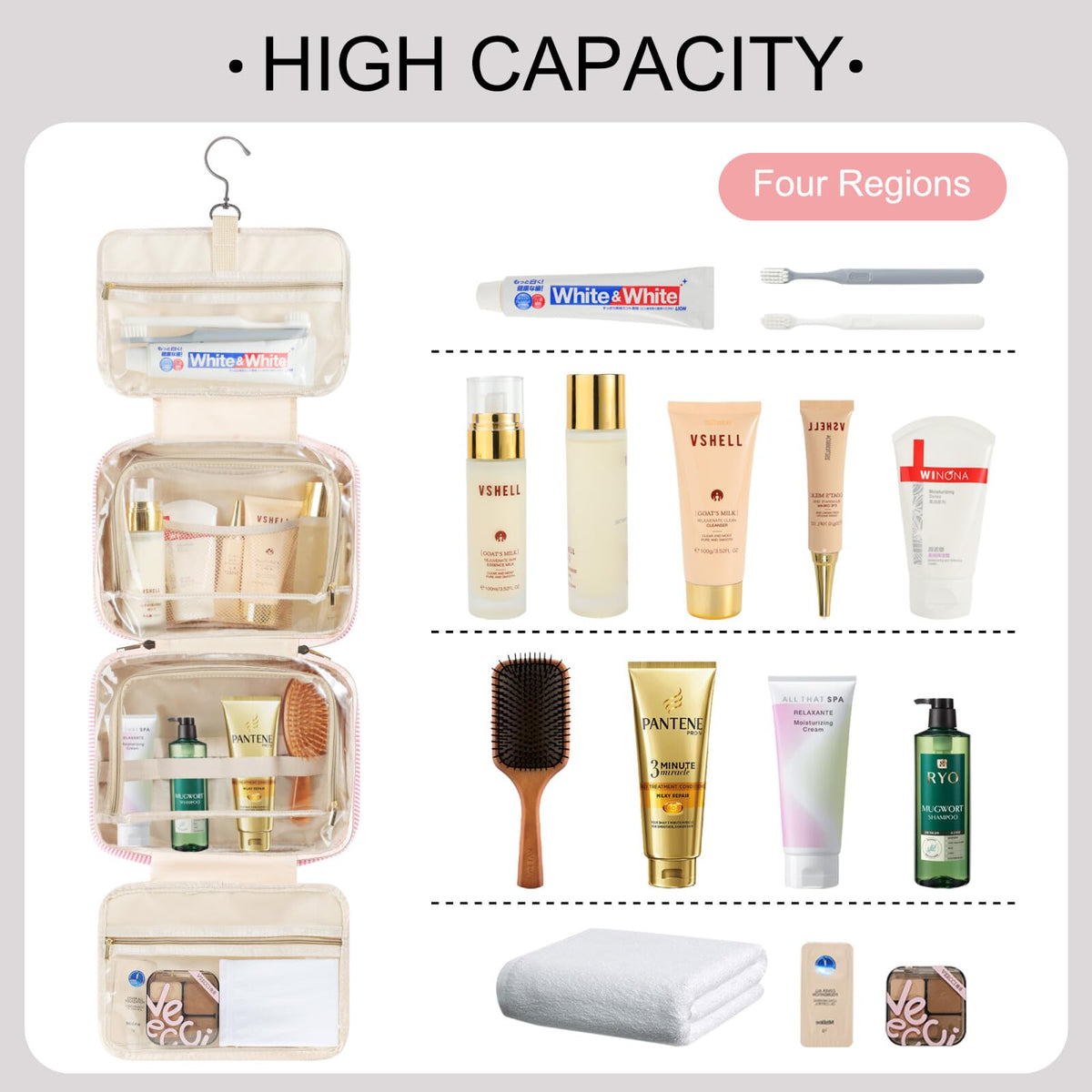 TOPEAST Travel Toiletry Bag side view demonstrating compact design