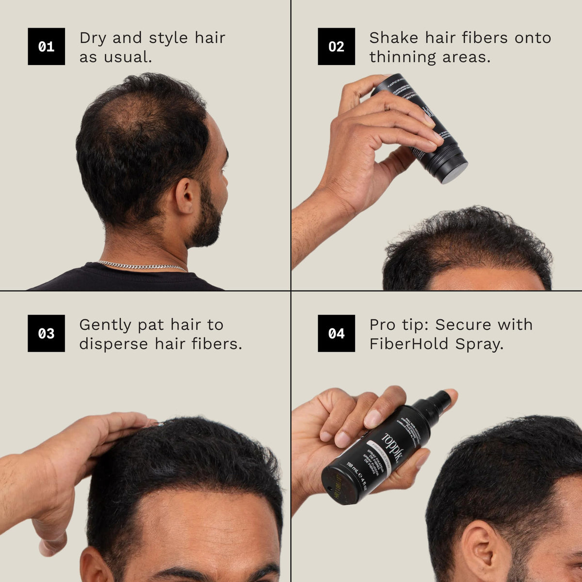 Toppik Hair Building Fibers White 27.5g showing texture