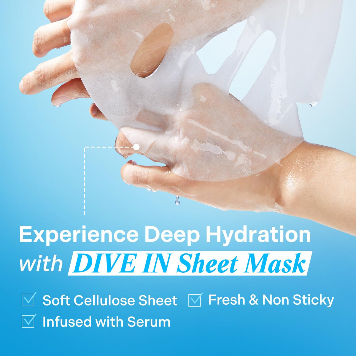 Torriden DIVE IN Hyaluronic Acid Facial Mask application on model