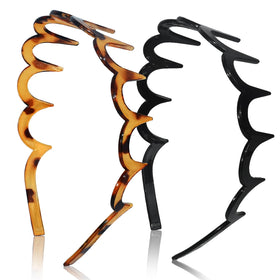 TOSEFES Zigzag Headbands black and tortoise colour front view