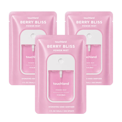 Touchland Berry Bliss Hydrating Hand Sanitizer Trio Set front view