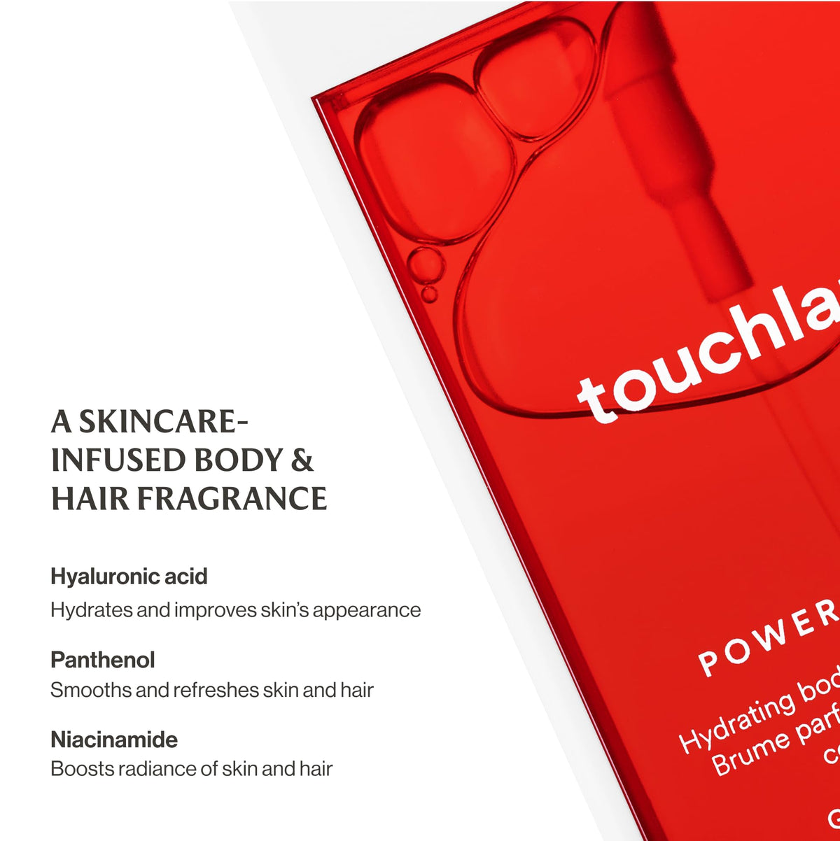 Touchland Body & Hair Fragrance Mist Golden Amber close-up of ingredients