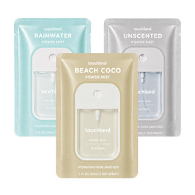 Touchland Dye Free Trio Hydrating Hand Sanitizer Spray Set packaging