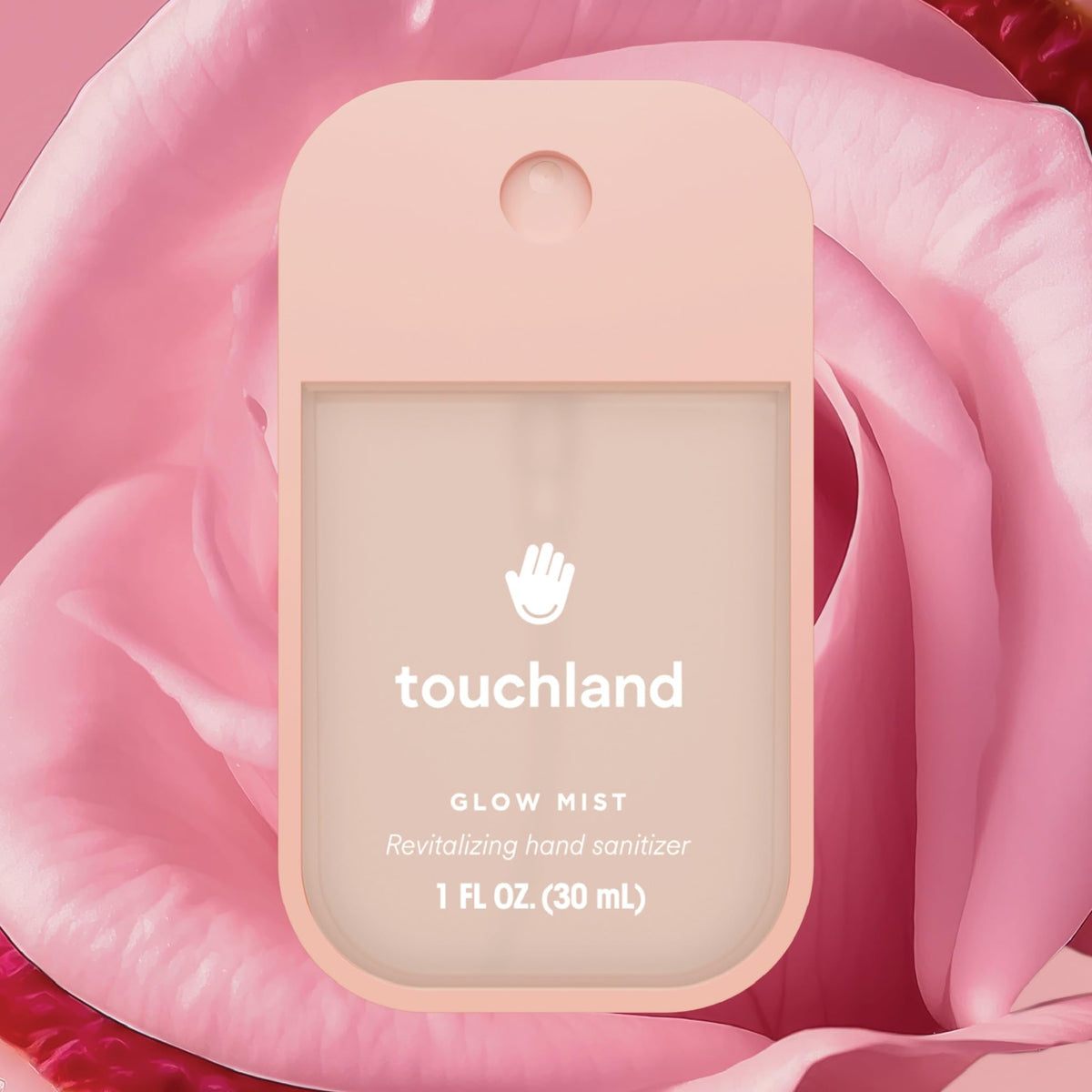 Touchland Glow hand sanitizer in a lifestyle setting