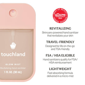 Touchland Glow hand sanitizer spray with packaging