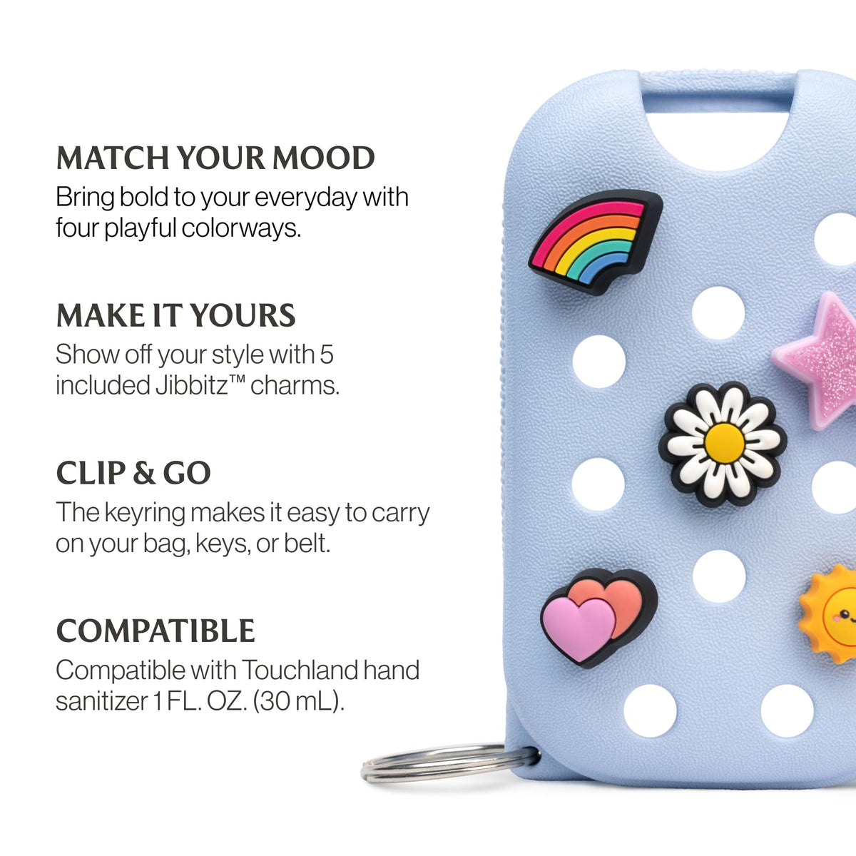 Touchland Hand Mist Case Cloudwave Blue showing interior space for sanitiser