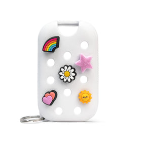 Touchland Hand Mist Case in Cosmic White front view with Jibbitz charms